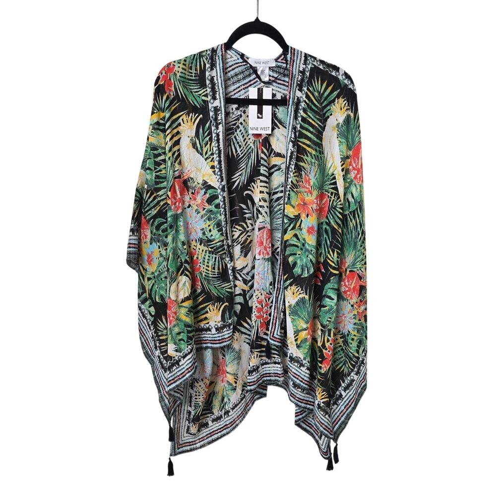 Nine West Tropical Floral Kimono Top Beach Coverup Womens One Size NWT